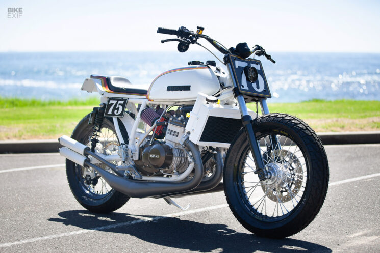 Two-stroke Suzuki GT750 café racer by Corey Potter