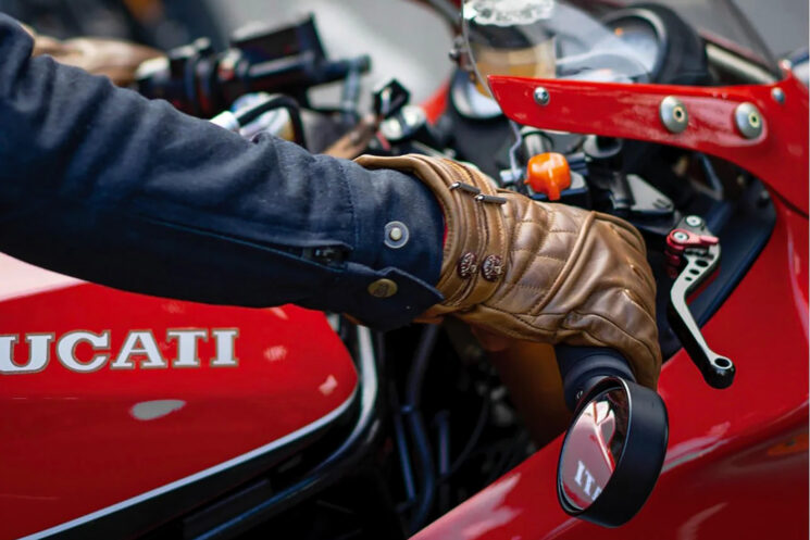 Goldtop Quilted Cafe Racer Motorcycle Gloves