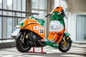 A custom Vespa PX 80 Mazda 787B tribute