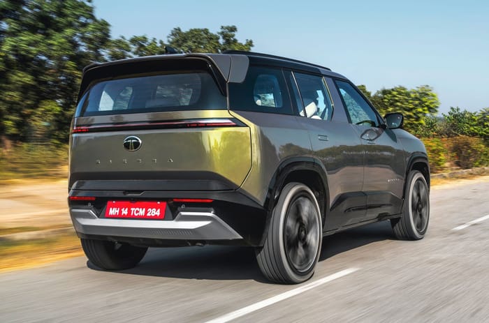 Tata Sierra rear right side driving on road